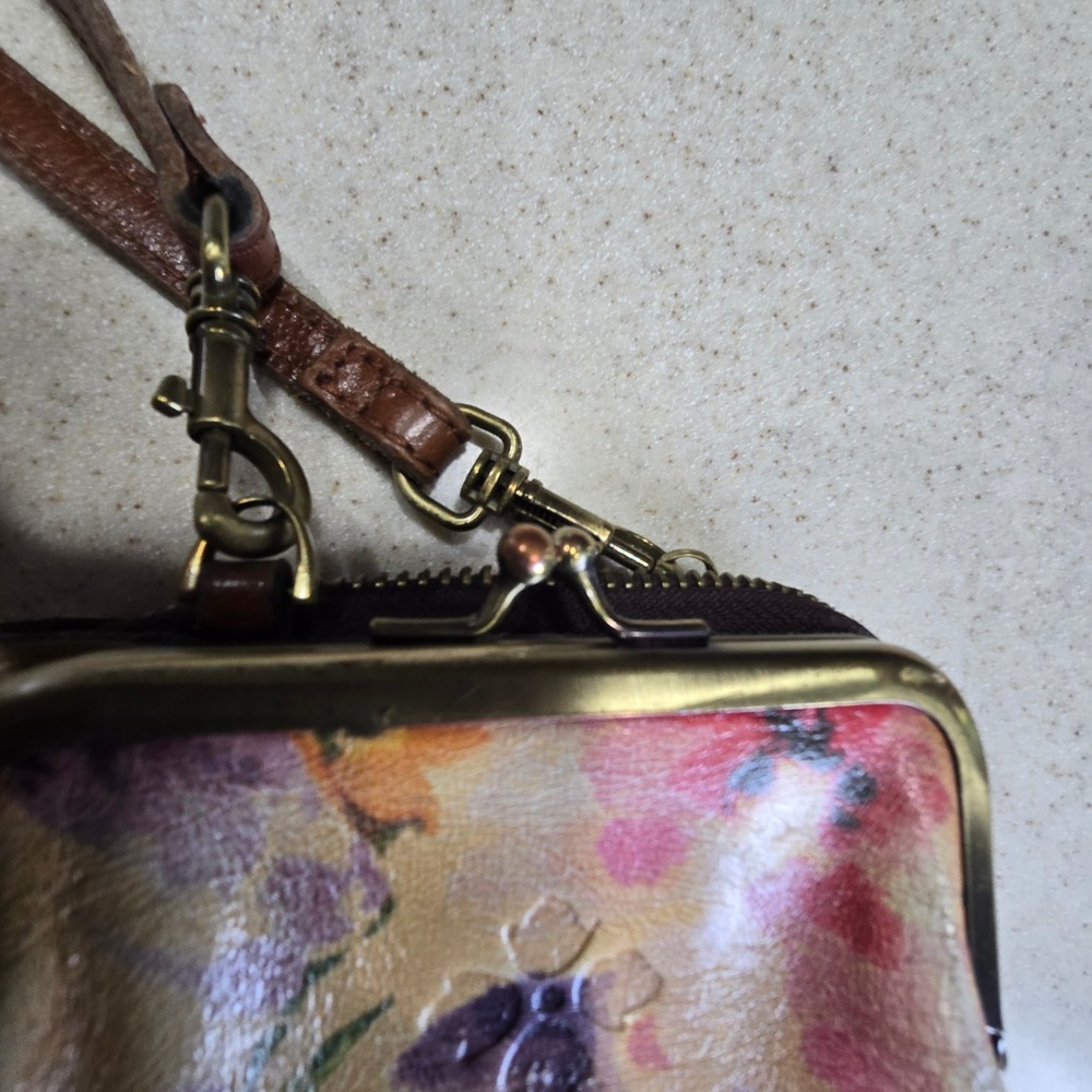Patricia Nash Floral Leather Crossbody Wallet Bag Kiss Lock Phone Case Purse - Picture 8 of 16
